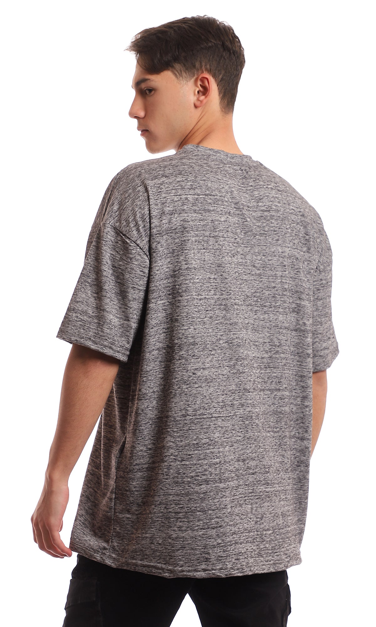 97379 Front Printing Oversized Comfy Heather Grey T-Shirt