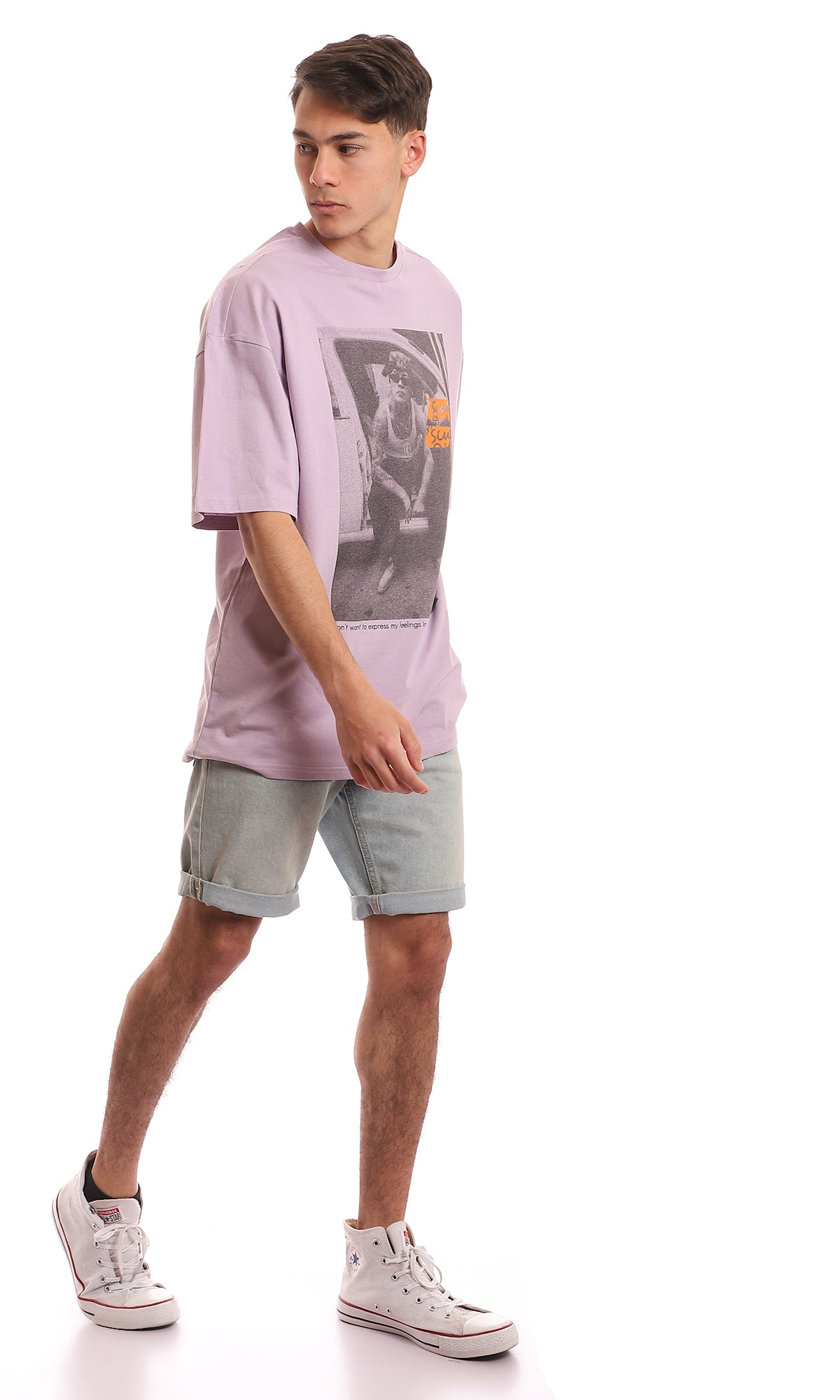 97380 Printed Light Lilac Short Sleeves Tee