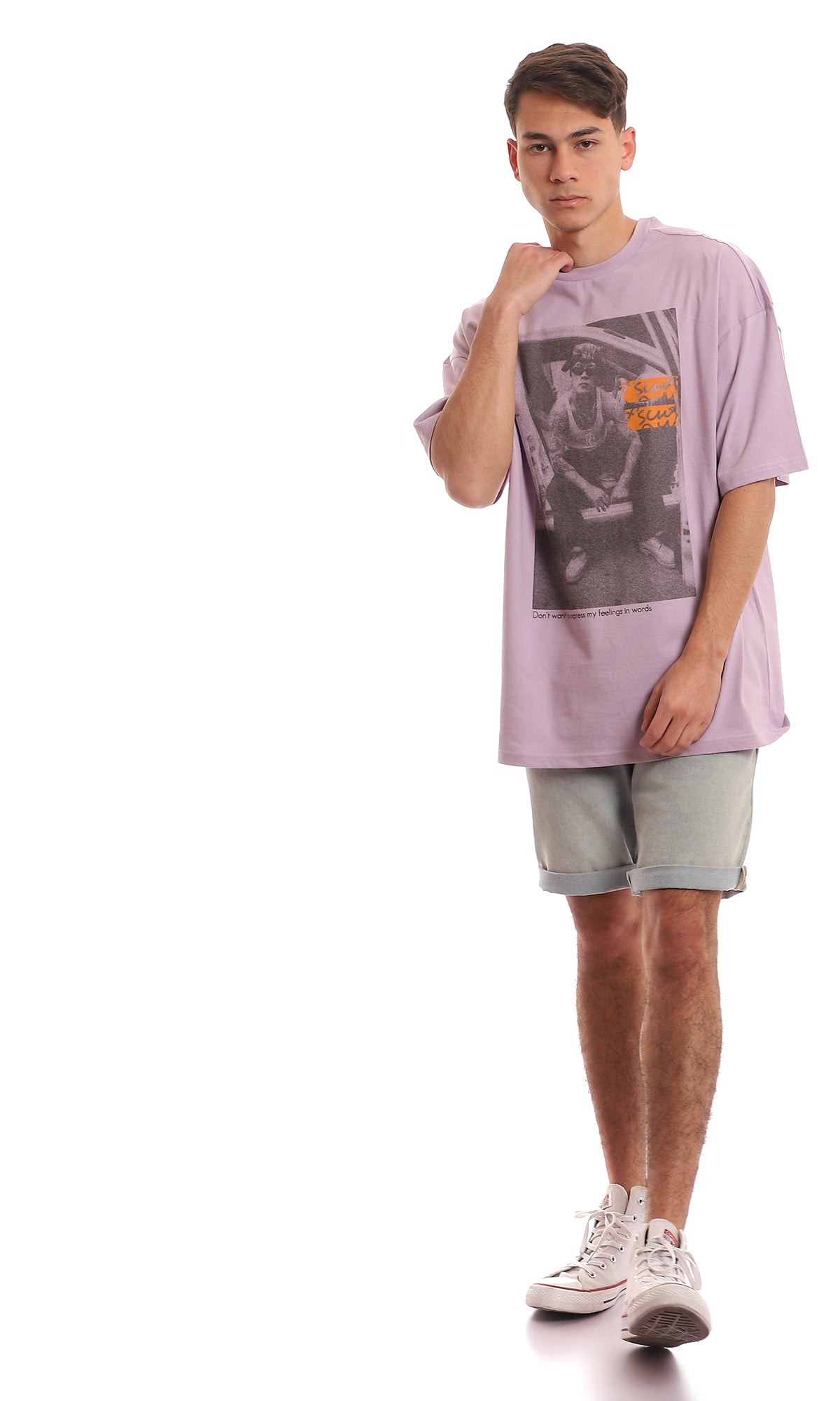 97380 Printed Light Lilac Short Sleeves Tee