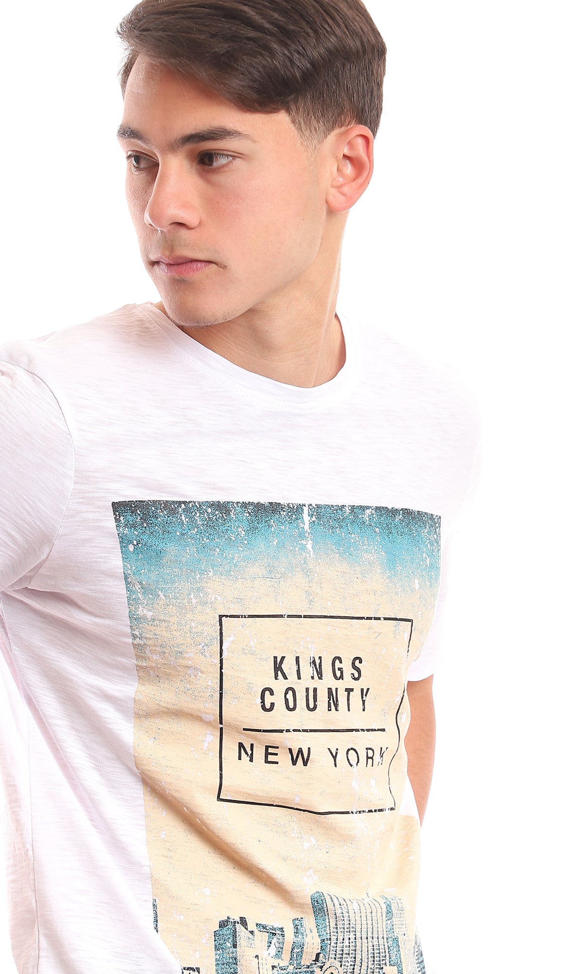 97400 Front Printed New York Summer Heather White T-Shirt