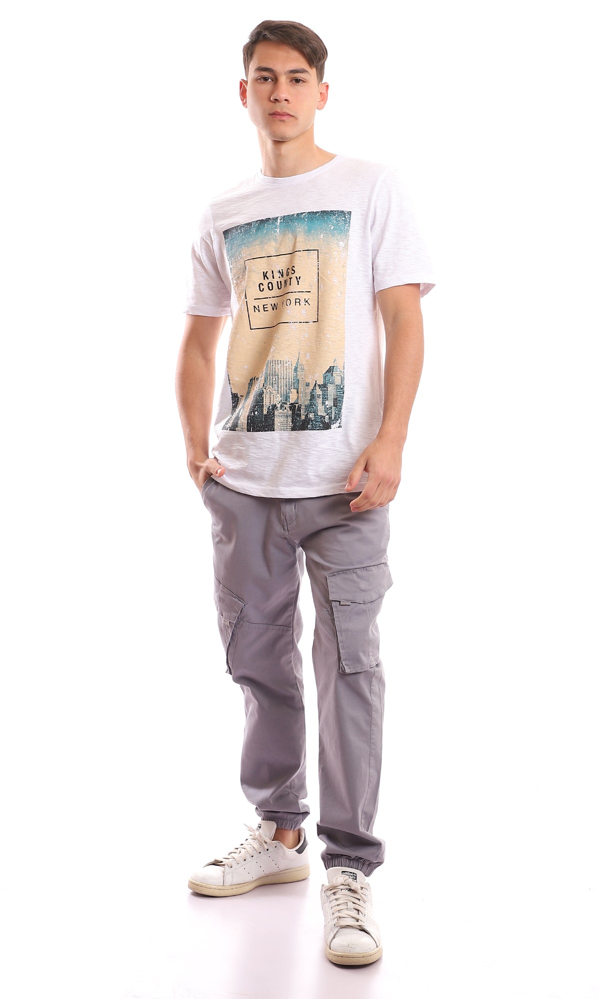 97400 Front Printed New York Summer Heather White T-Shirt