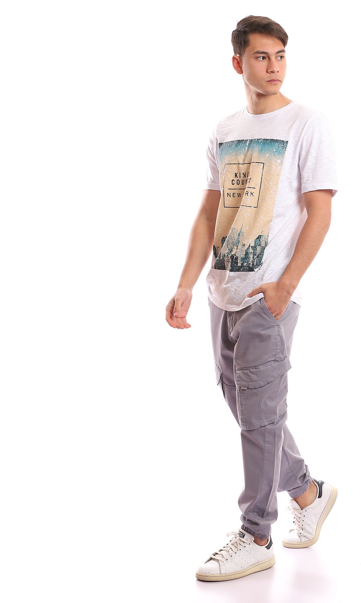 97400 Front Printed New York Summer Heather White T-Shirt