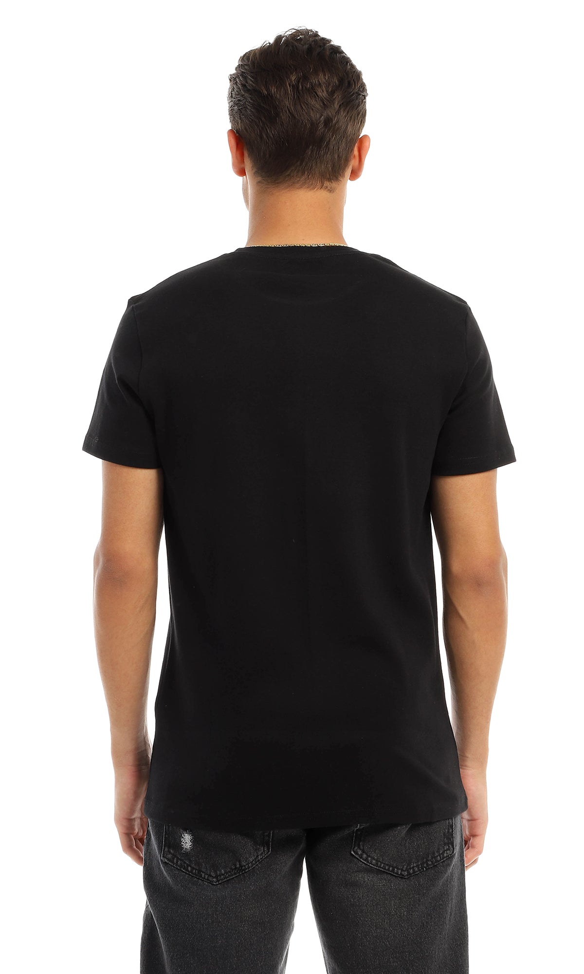 97402 "Never Regret " Printed Round Black T-Shirt