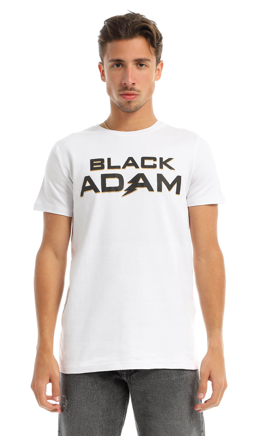 تي شيرت بياقة مستديرة بطباعة "Black Adam" أبيض