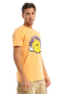 97410 "Stay Positive" Printed Orange Round T-Shirt
