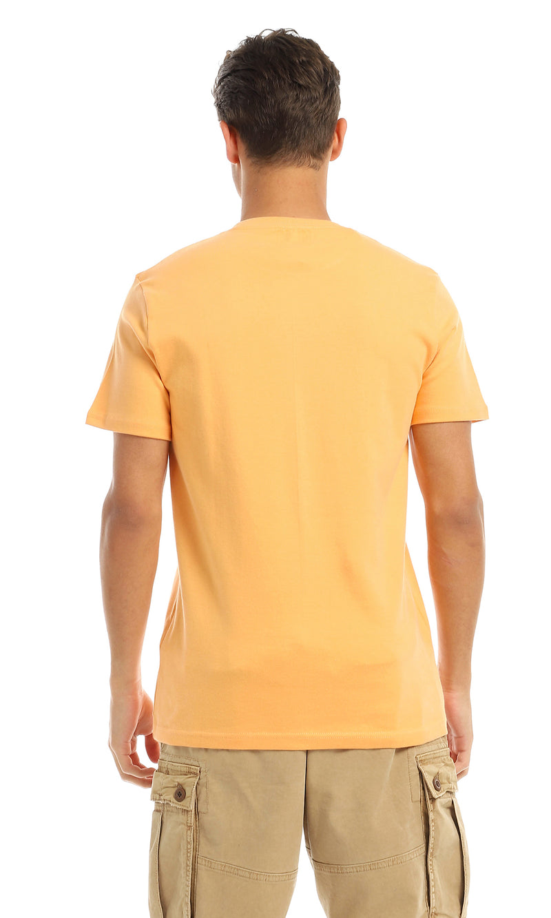 97410 "Stay Positive" Printed Orange Round T-Shirt