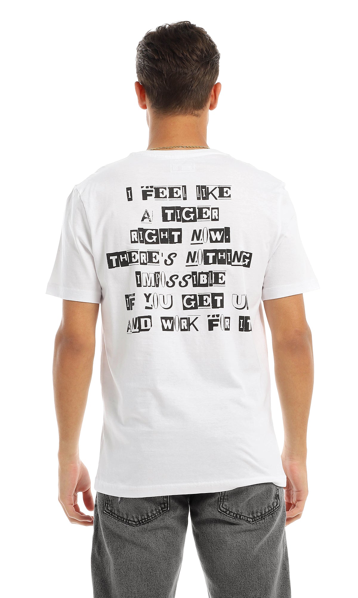 White Tiger Graphic & Narrative Back Print Tee - 97417