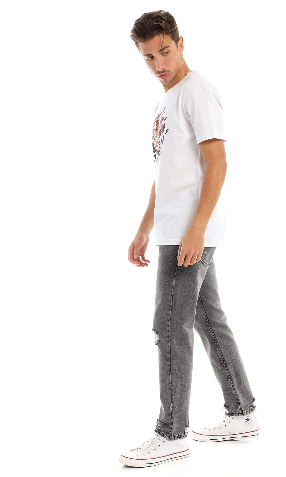 White Tiger Graphic & Narrative Back Print Tee - 97417