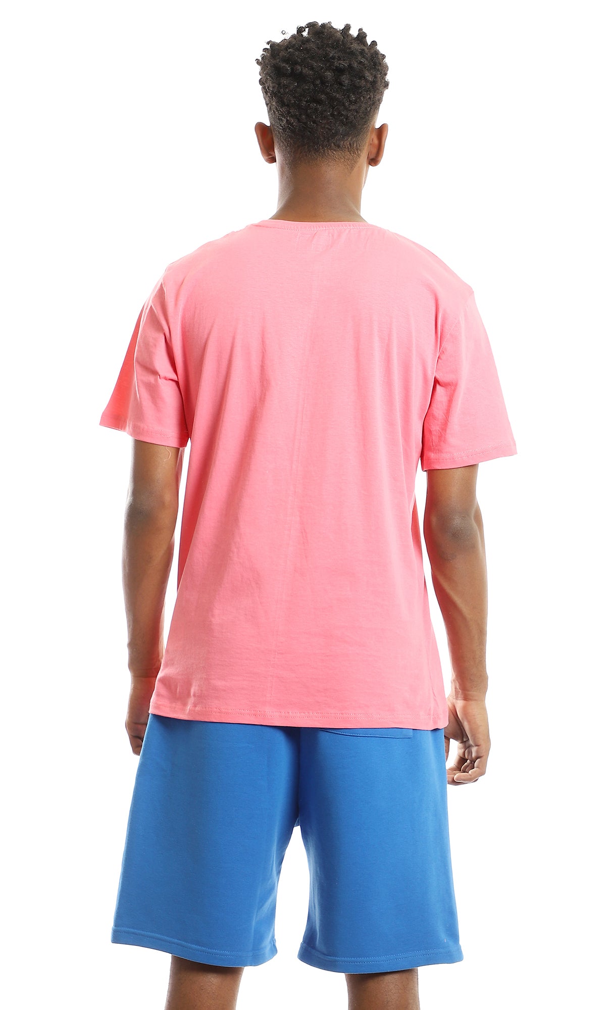 97419 Multi-Printings Round Slip On Dark Pink T-Shirt