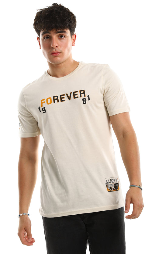 تي شيرت  بطباعة "Live Fast" من الأمام والخلف بيج