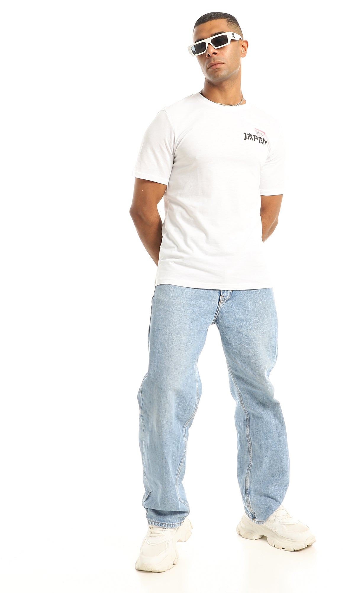 97430 Printed Back & Front Cotton Summer Tee - White