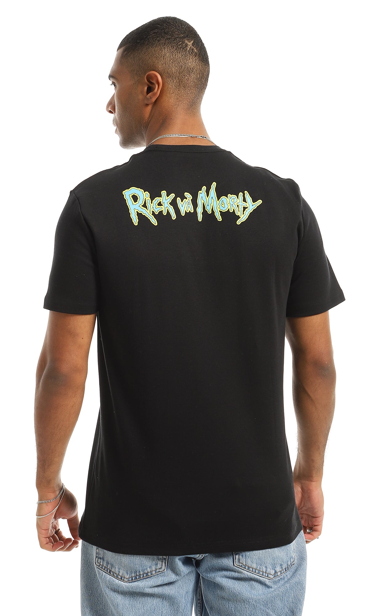 97433 " Rick & Morty" Cotton Half Sleeves Black T-Shirt