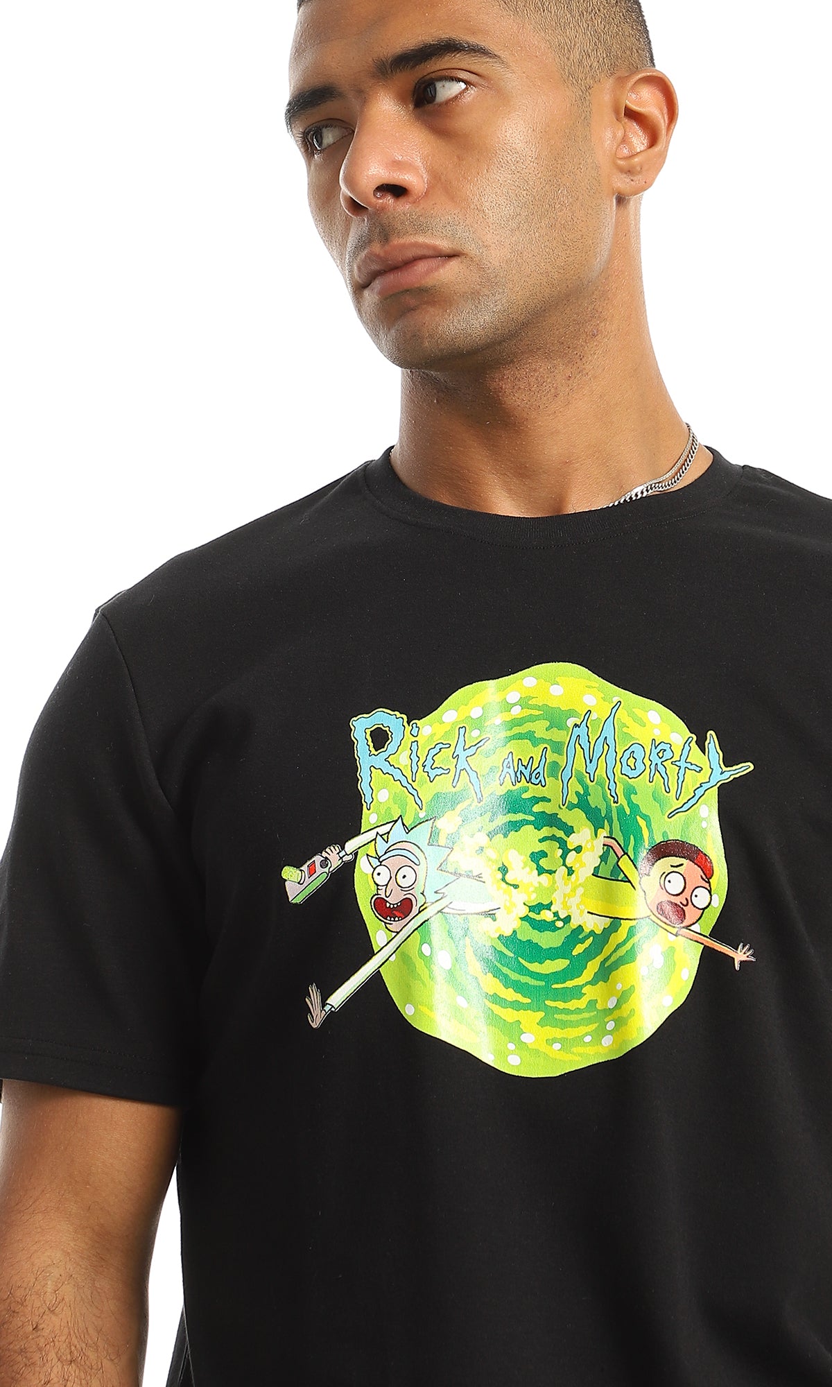 97433 " Rick & Morty" Cotton Half Sleeves Black T-Shirt