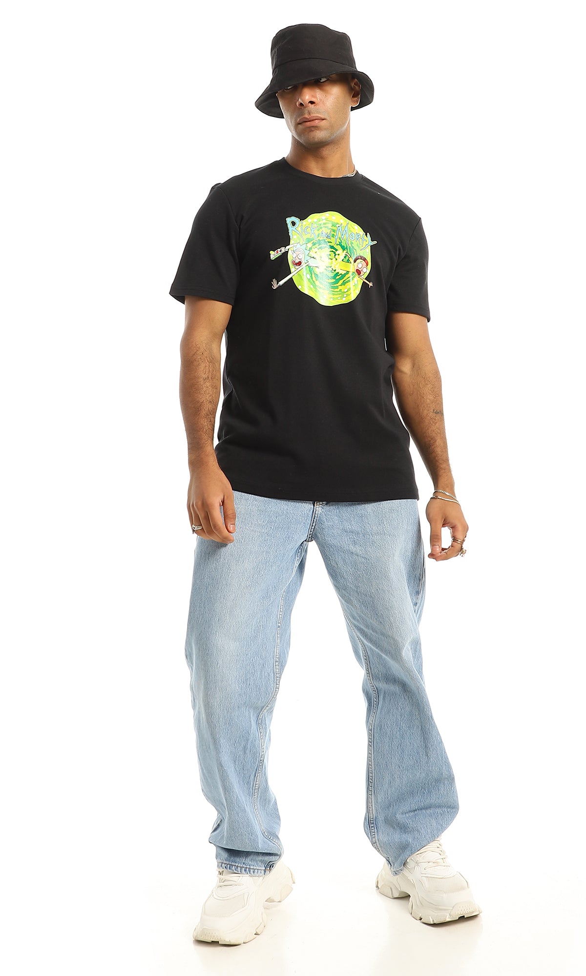 97433 " Rick & Morty" Cotton Half Sleeves Black T-Shirt