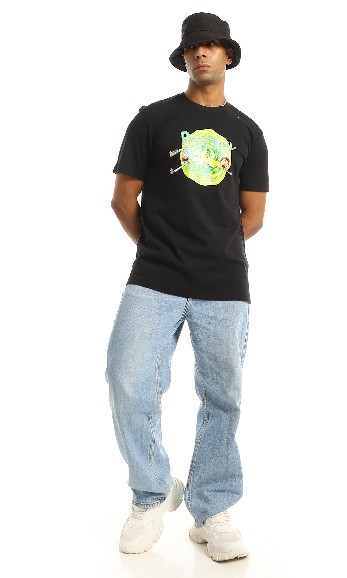 97433 " Rick & Morty" Cotton Half Sleeves Black T-Shirt