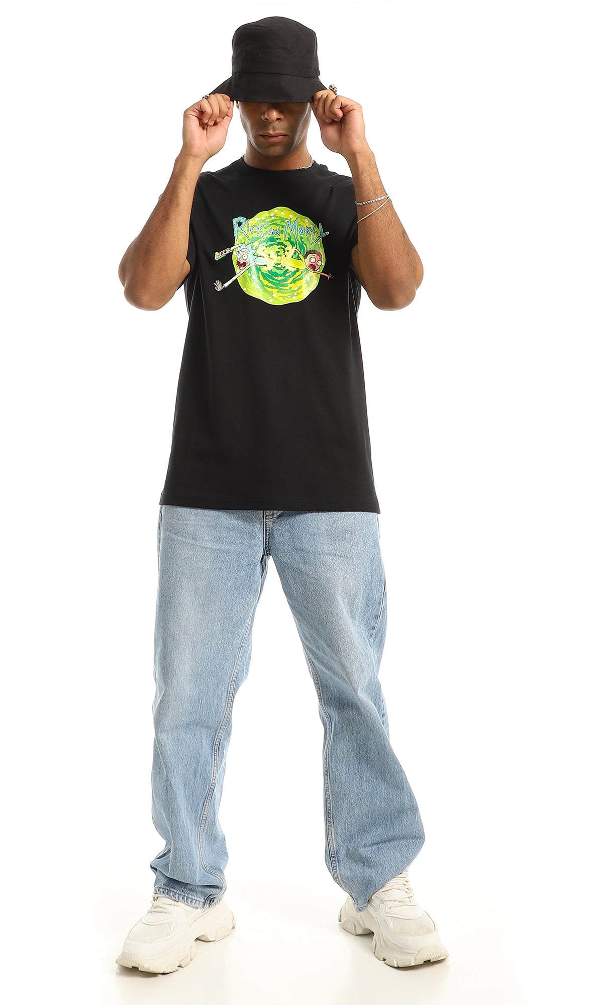 97433 " Rick & Morty" Cotton Half Sleeves Black T-Shirt