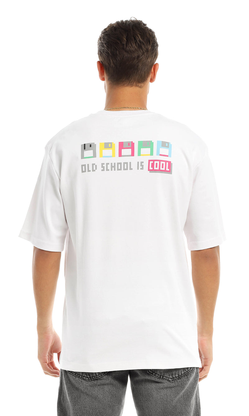 97438 "Back To 1980" Printed Round White T-Shirt