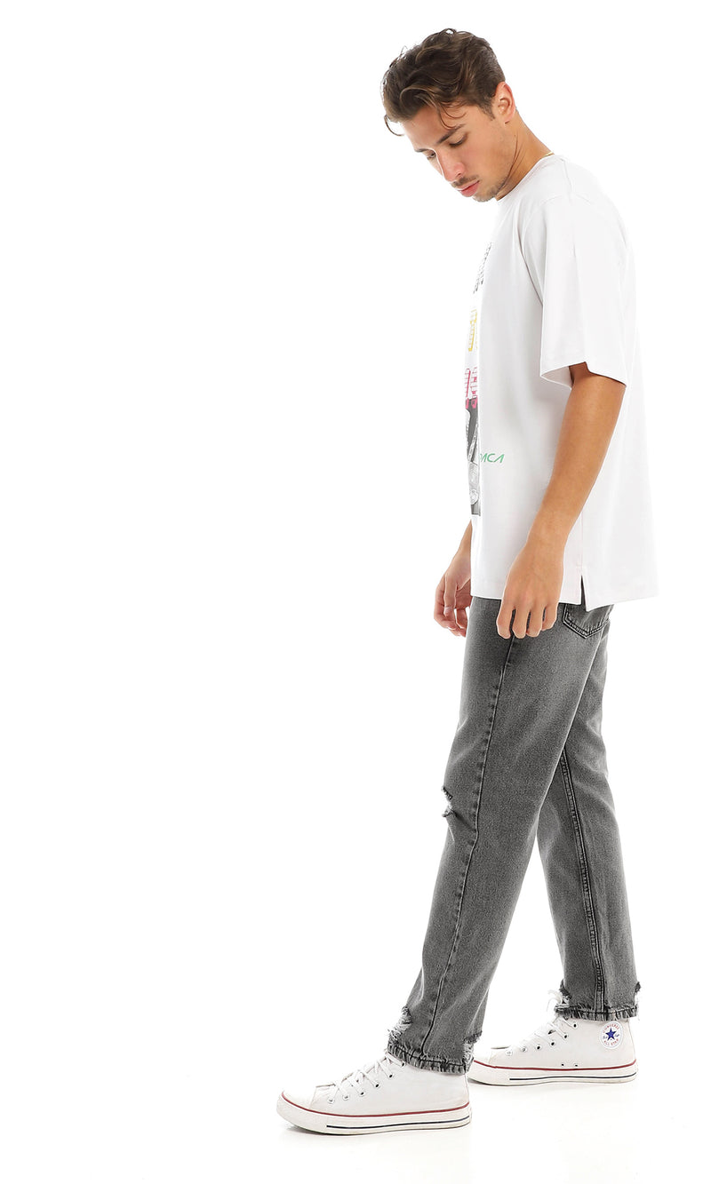 97438 "Back To 1980" Printed Round White T-Shirt