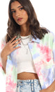 قميص قصة قصيرة بنمط مصبوغ ملون - متعدد الألوان