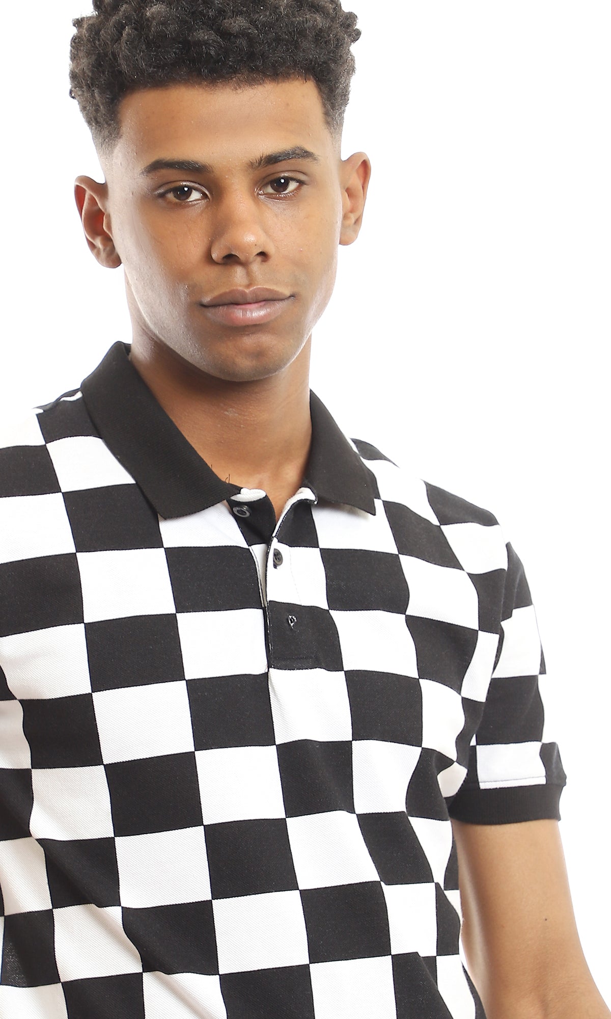 97566 Bi-Tone Checkered Black & White Polo Shirt