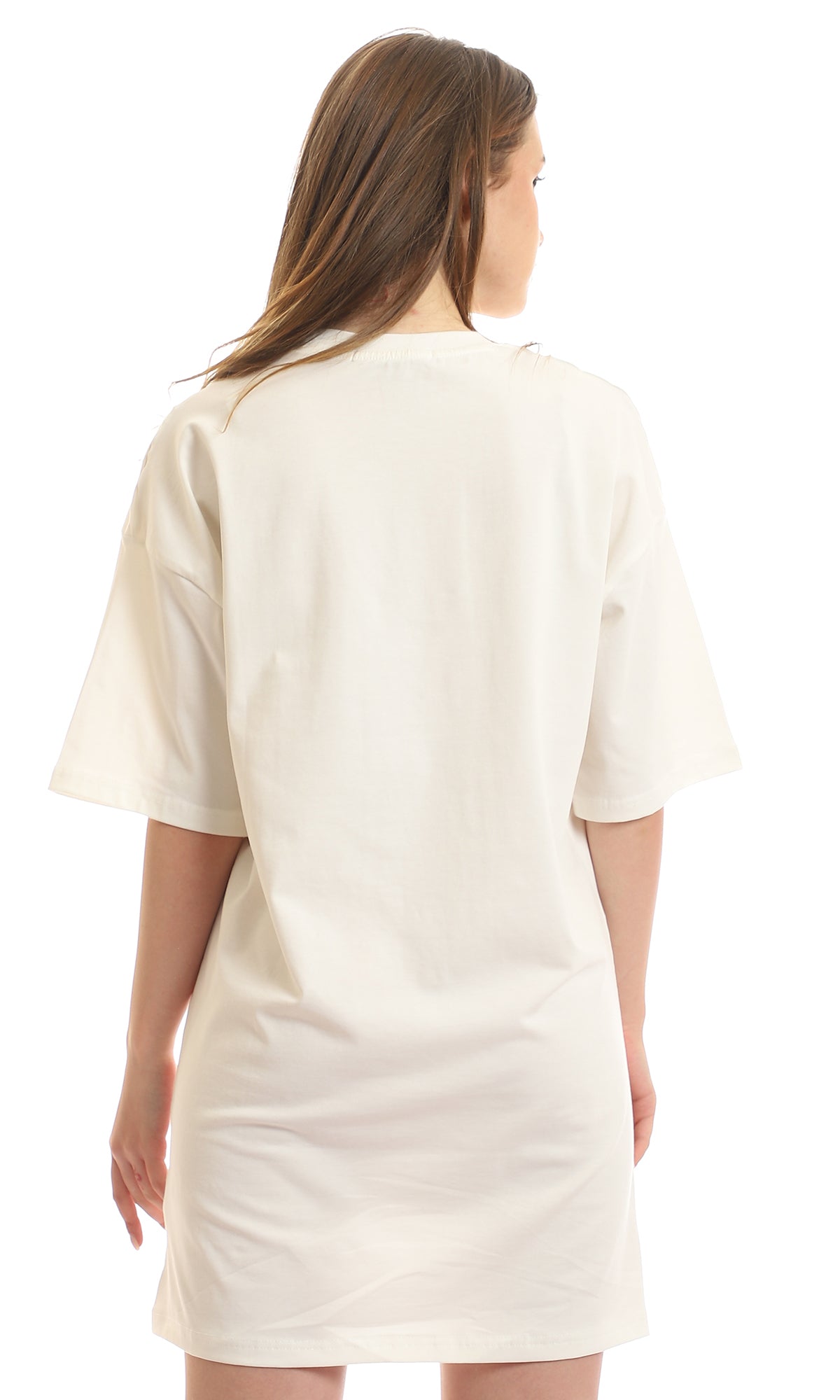 Women's Graphic Print Oversized T-Shirt Dress - White - 97596