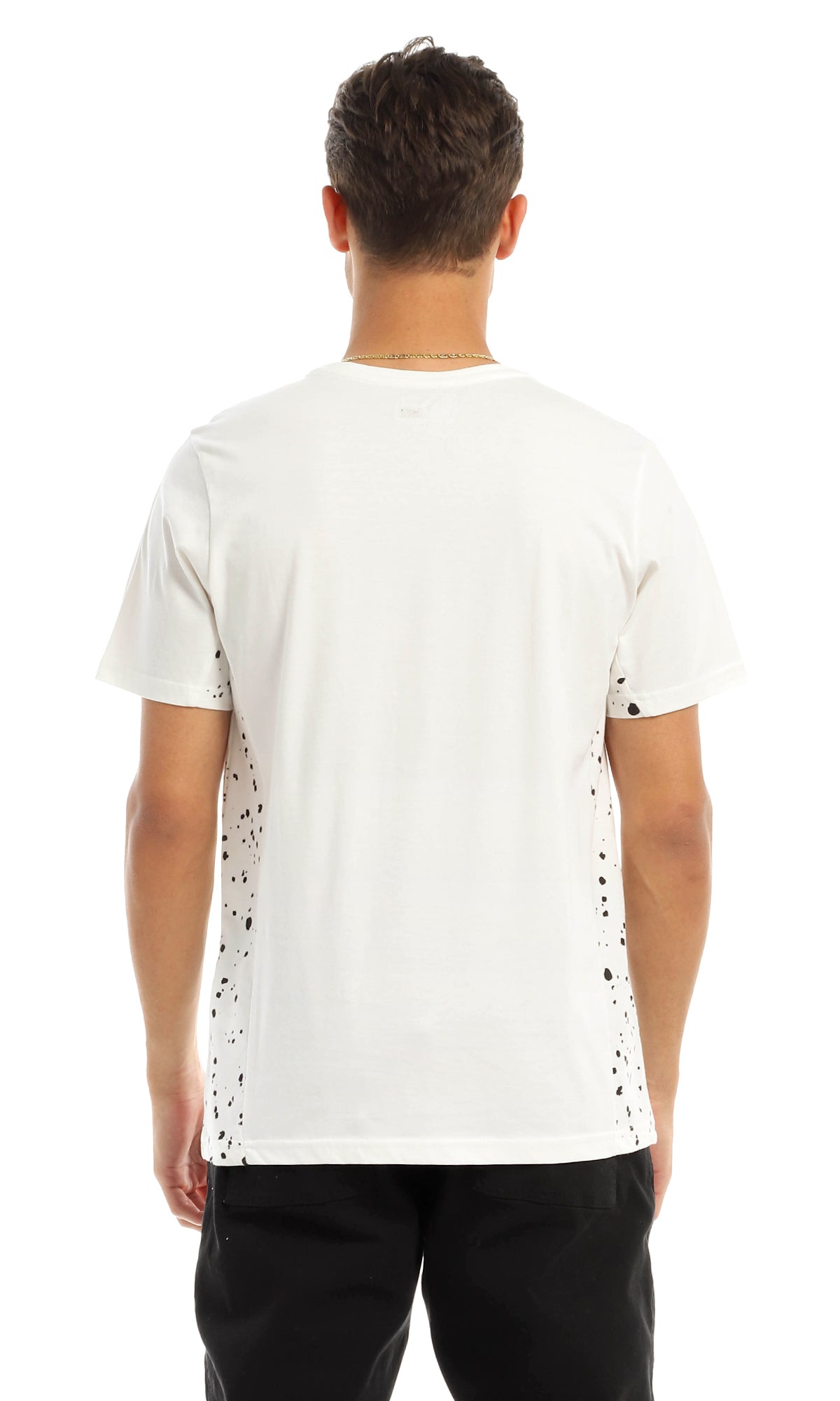 97637 Self Patterned Short Sleeves Off White T-Shirt