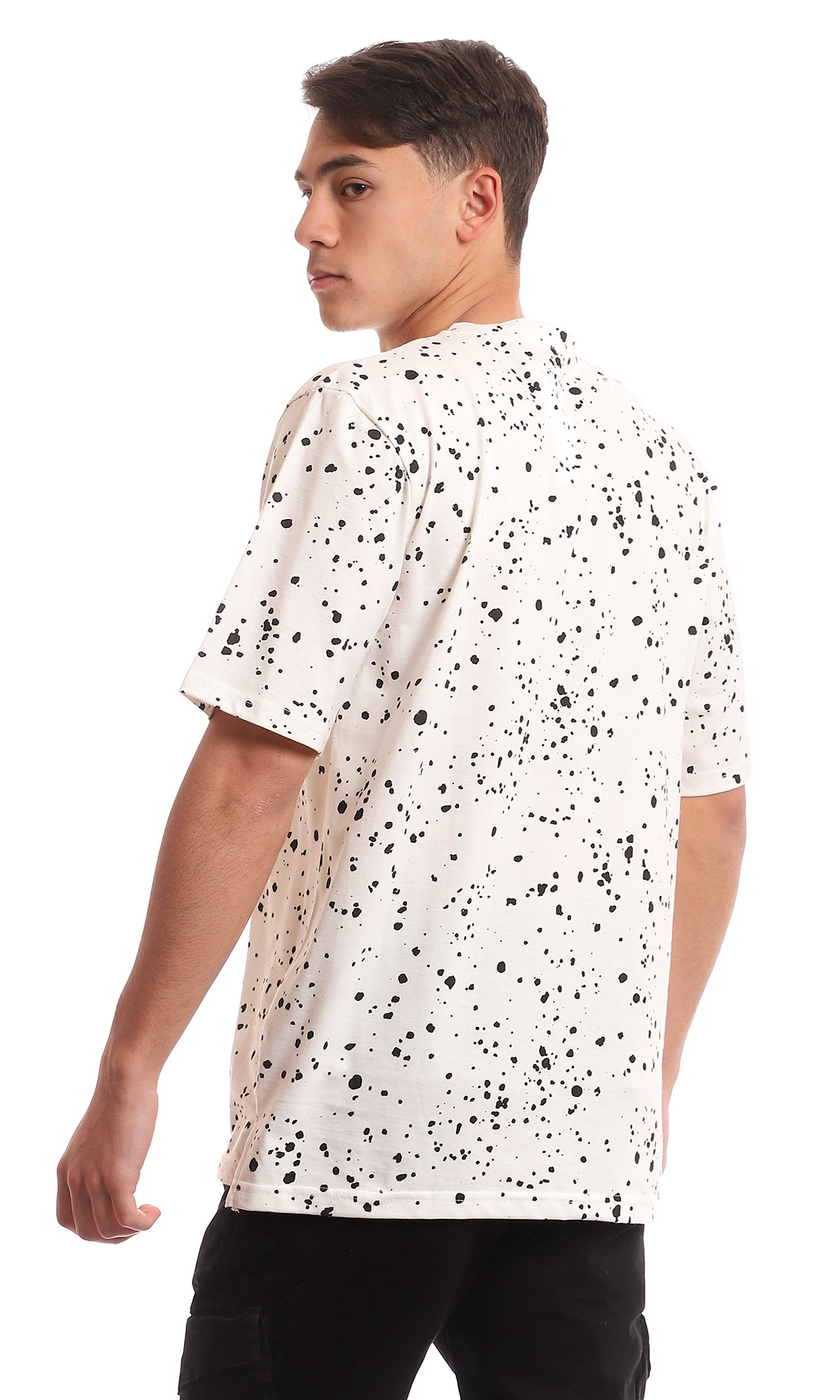 97651 Front Batched Pocket Patterned Tee - White & Black