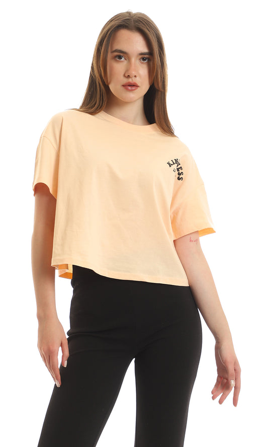 97659 "Kindness Is Magic" Printed Cropped Peach Tee