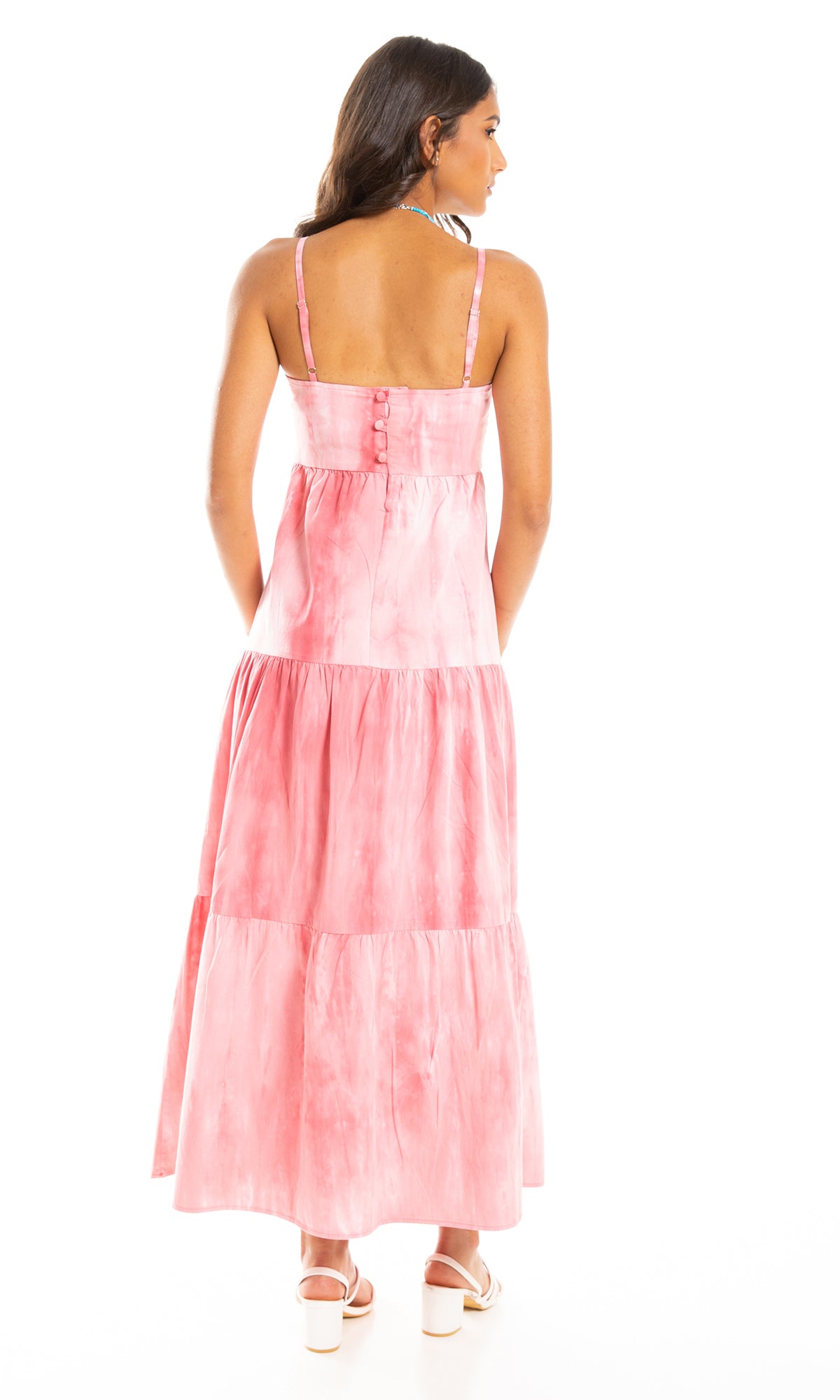 97669 Tie Dye Trendy Pink Shades Long Dress