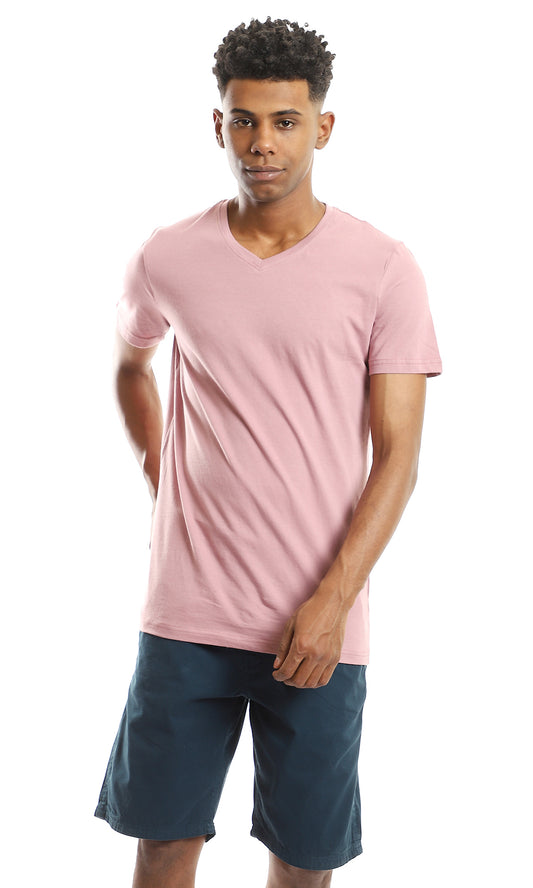 97677 Basic Cotton Tee With Short Sleeves - Dusty Rose