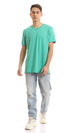 97680 V Neck Slip On Heather Light Green T-Shirt
