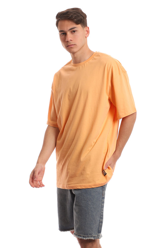 Sunset Orange Oversized Jersey Crew Neck Tee - 97684
