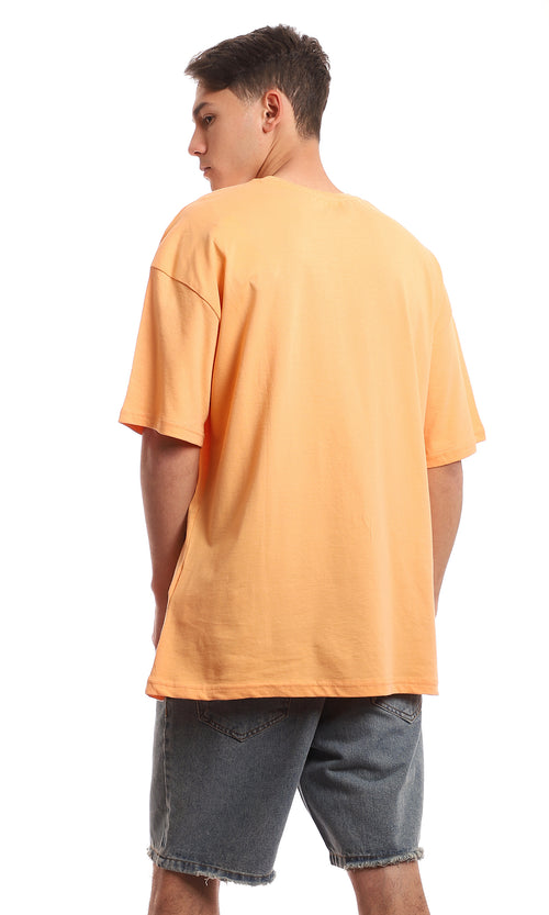 Sunset Orange Oversized Jersey Crew Neck Tee - 97684