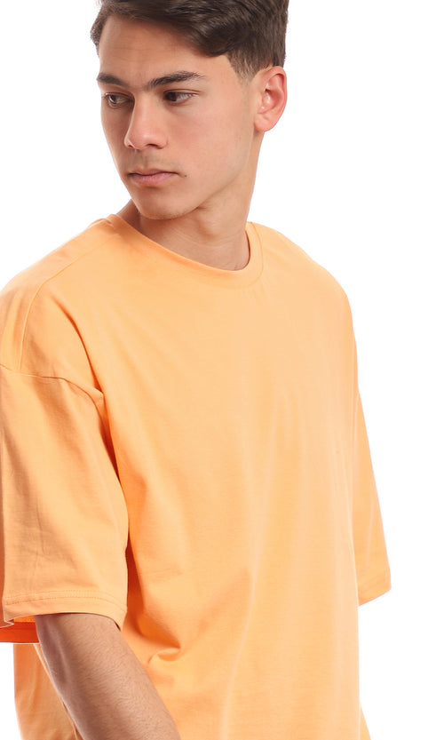 Sunset Orange Oversized Jersey Crew Neck Tee - 97684