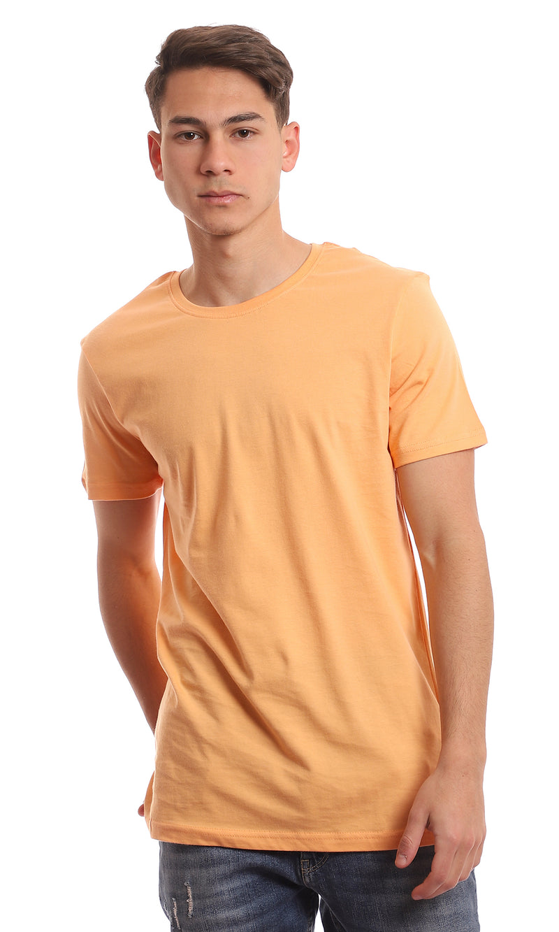 97690 Light Orange Crew Neck Basic Solid Tee