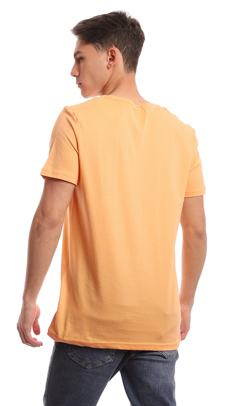 97690 Light Orange Crew Neck Basic Solid Tee