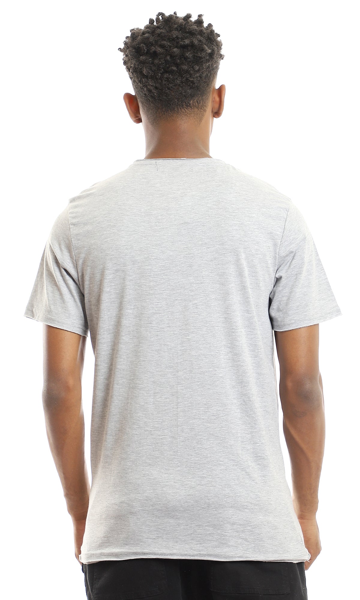 Men's Heather Grey Raw Hem Essential Tee - 97697