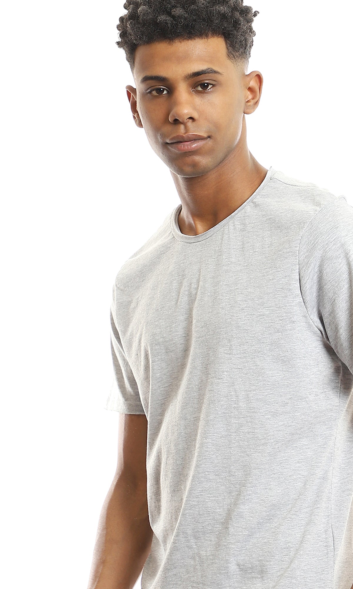 Men's Heather Grey Raw Hem Essential Tee - 97697