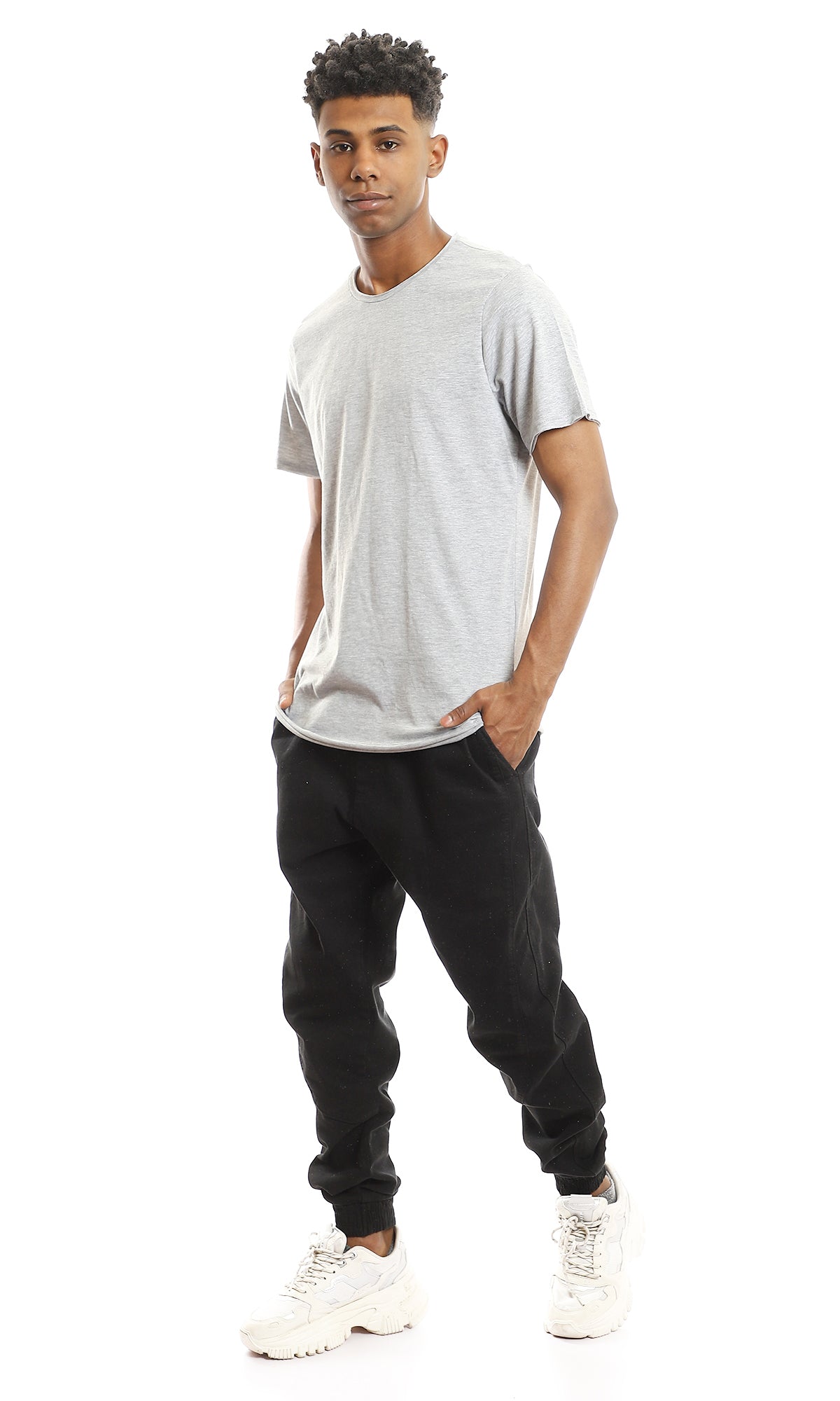 Men's Heather Grey Raw Hem Essential Tee - 97697