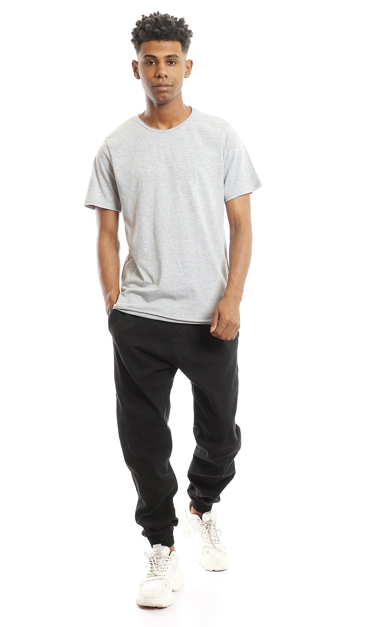 Men's Heather Grey Raw Hem Essential Tee - 97697