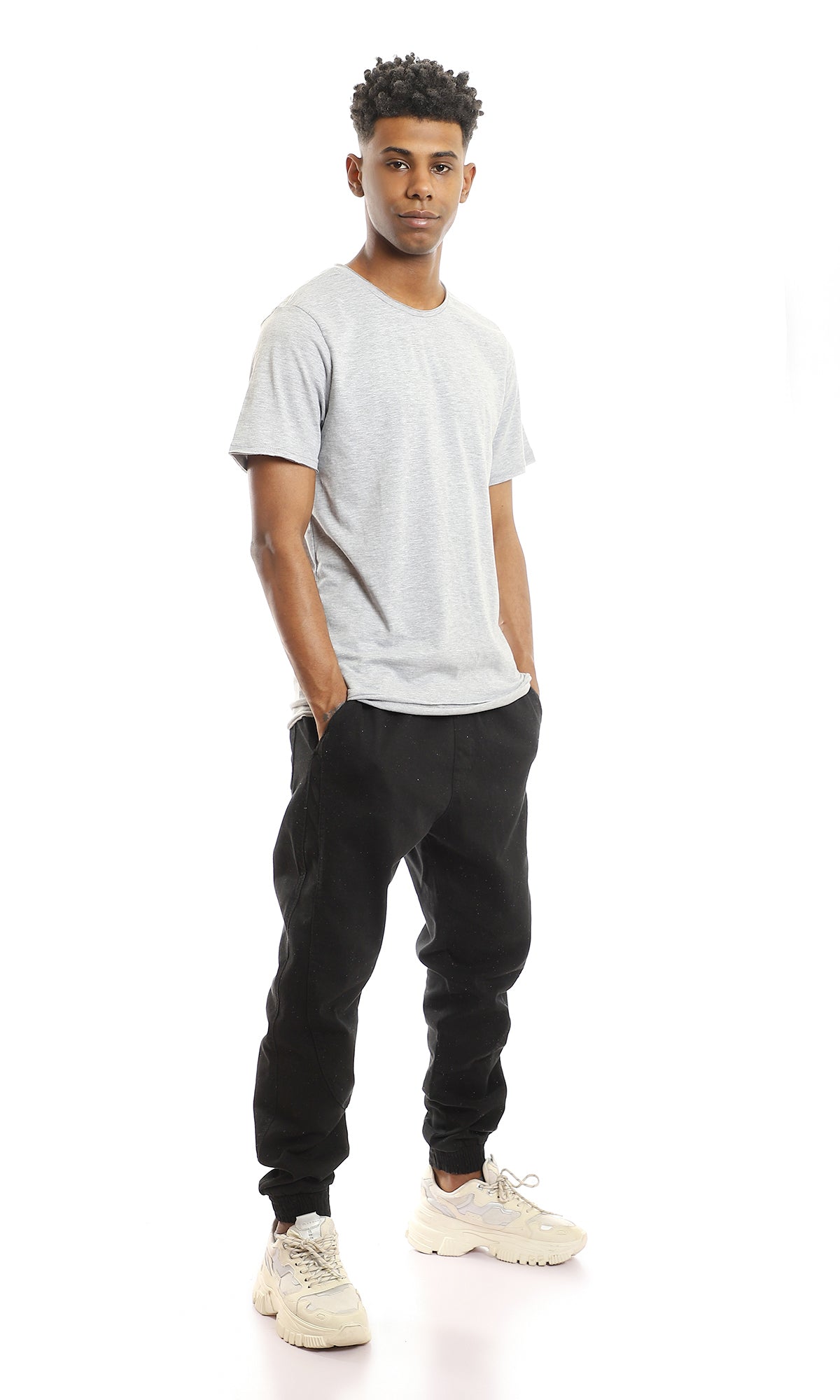 Men's Heather Grey Raw Hem Essential Tee - 97697