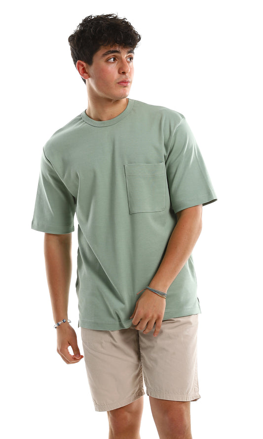 97706 Plain Over-Size Round Neck Mint Green T-Shirt