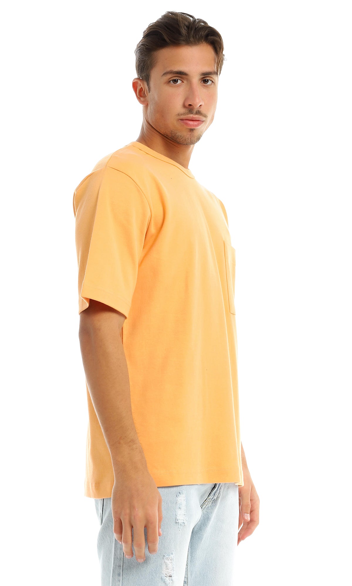 97710 Patched Pocket Short Sleeves Orange T-Shirt