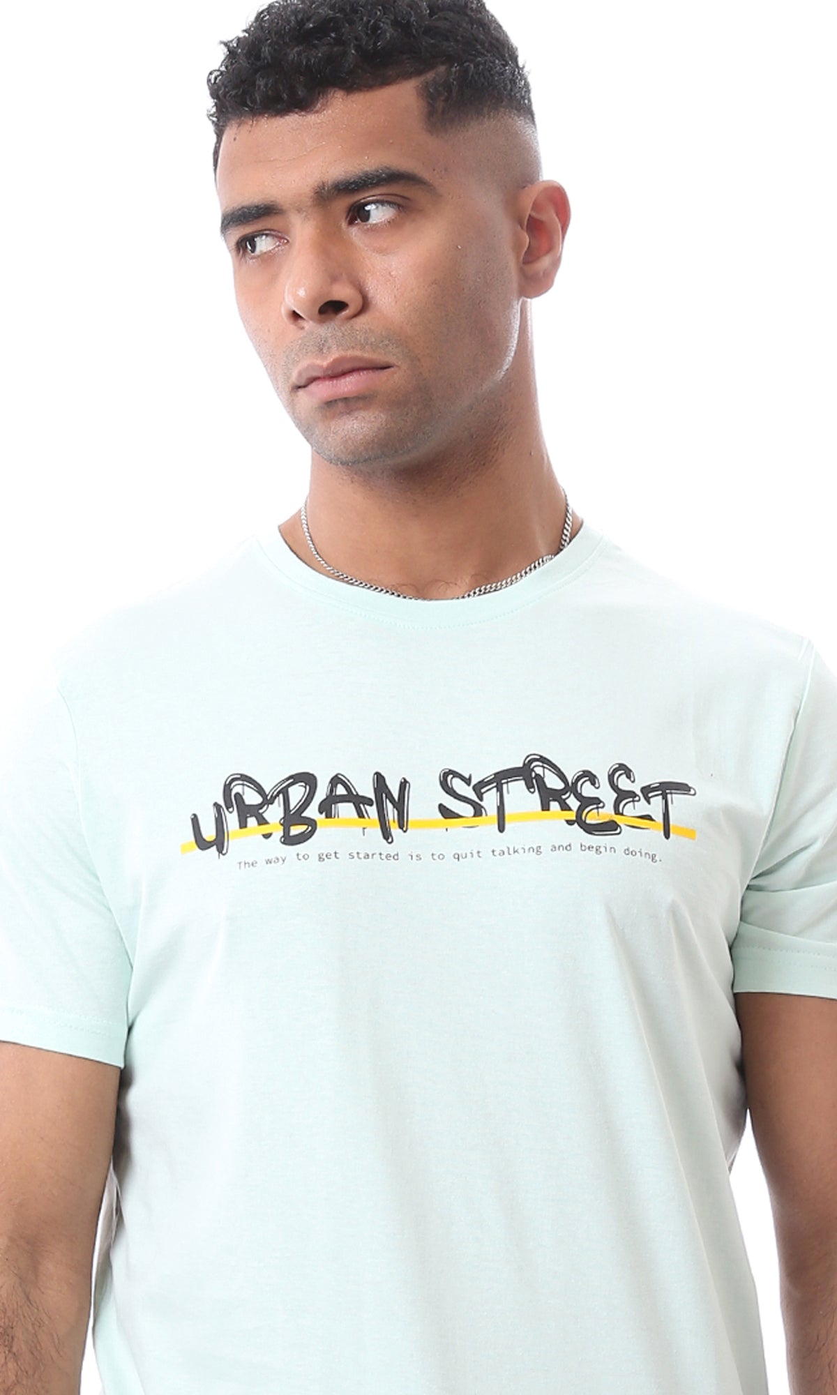 97736 Pastel Green Printed "Urban Street" Cotton Tee