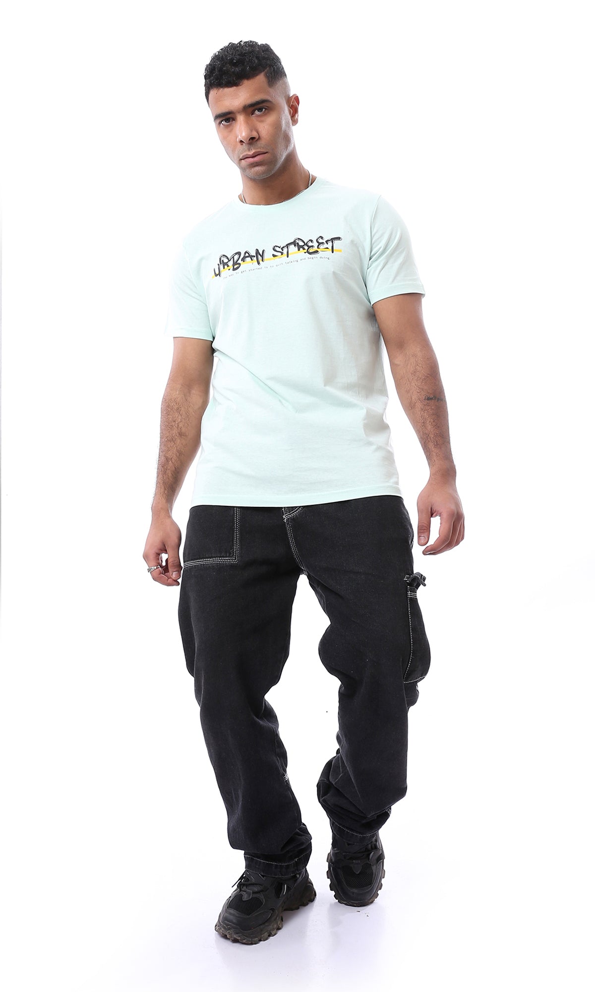 97736 Pastel Green Printed "Urban Street" Cotton Tee