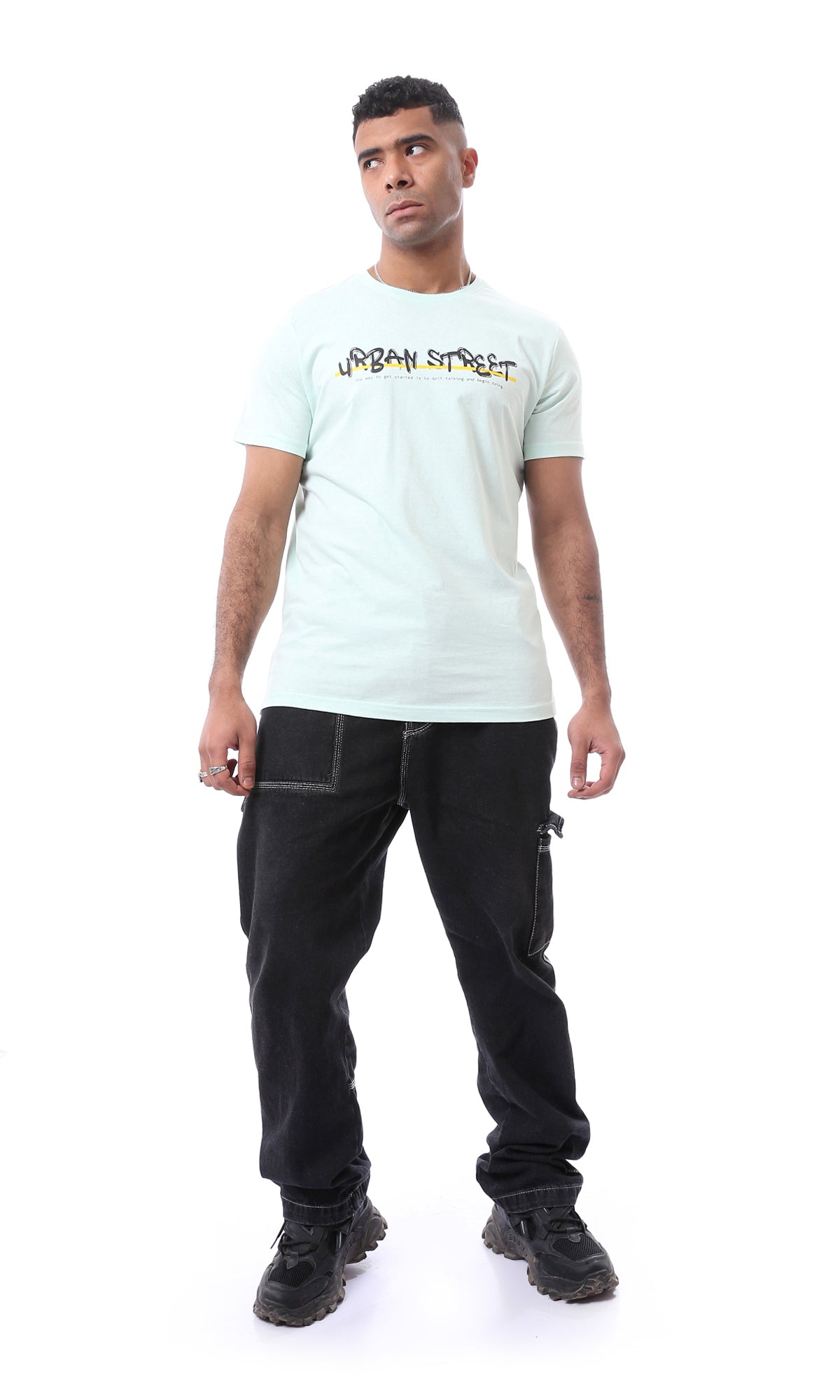 97736 Pastel Green Printed "Urban Street" Cotton Tee