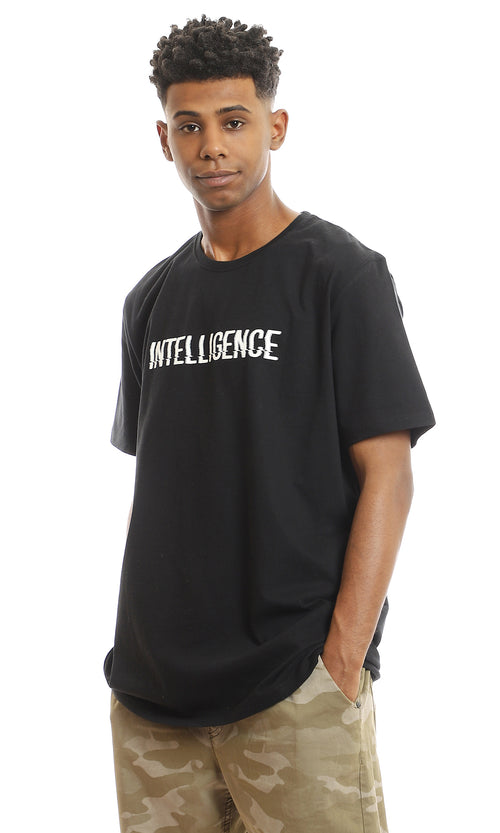 تي شيرت بطبعة "Intelligence" سهل الارتداء أسود