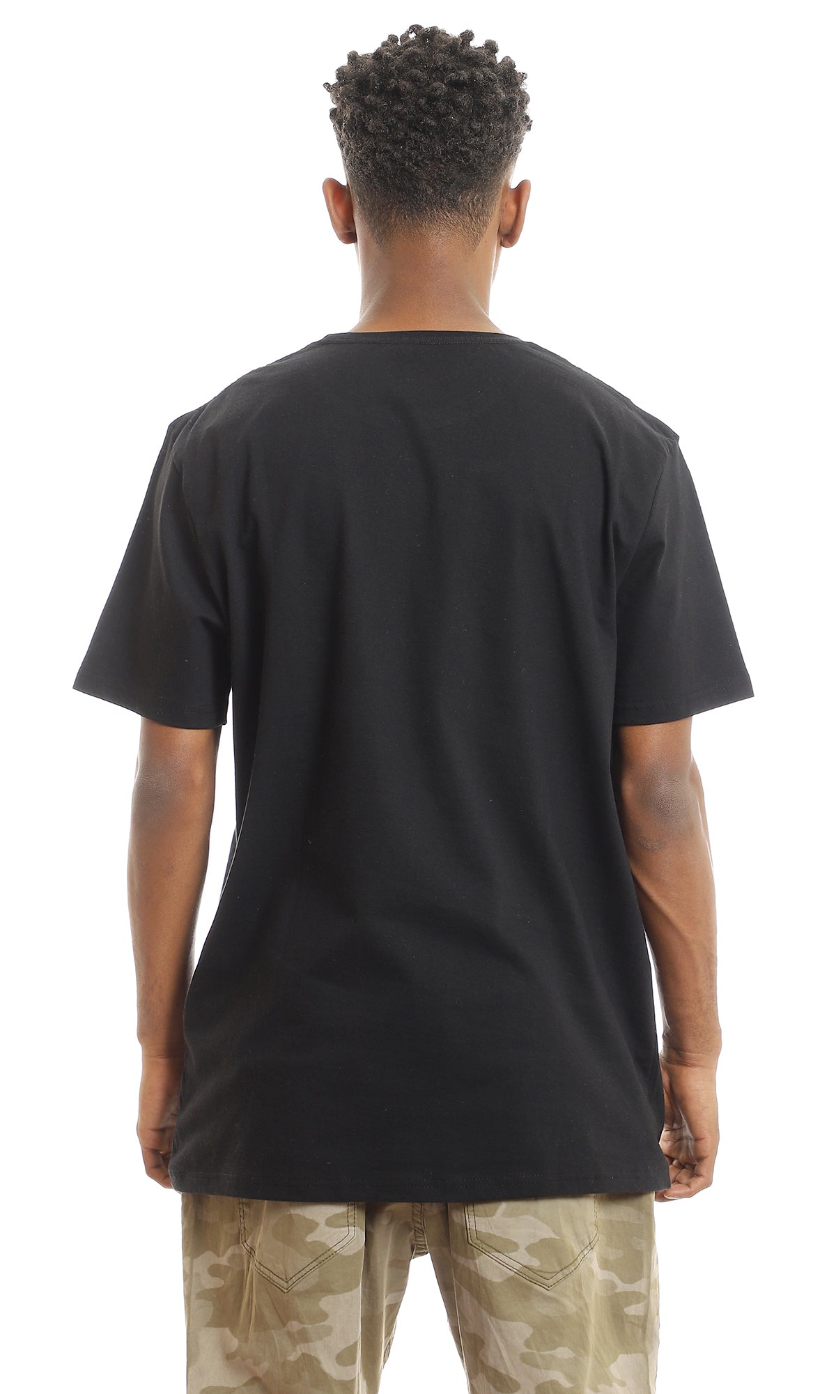 97739 Chest Print "Intelligence" Black Slip On Tee