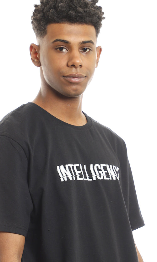 تي شيرت بطبعة "Intelligence" سهل الارتداء أسود