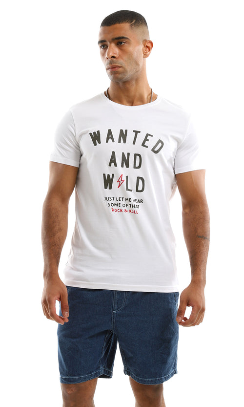 تي شيرت بطباعة "Wanted & Wild" أبيض